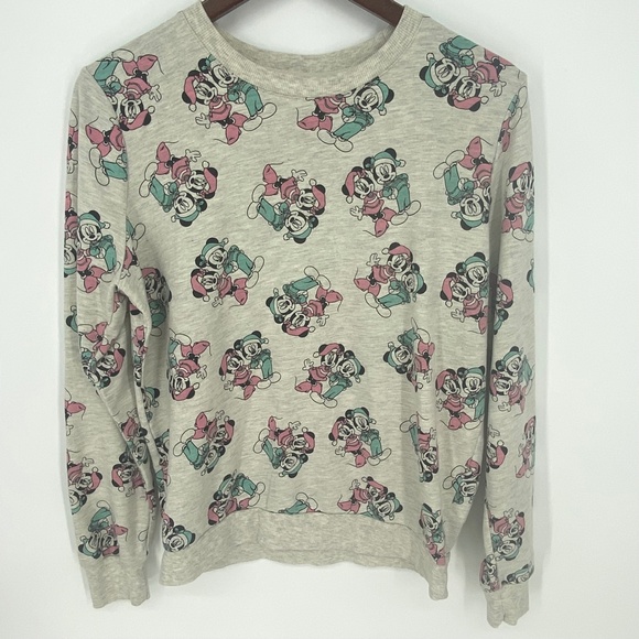 Women's Juniors Disney Mickey Minnie Mouse Christmas Holiday Sweatshirt LRG 765 - Picture 2 of 6